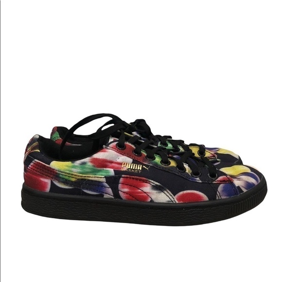 Puma Basket Sneakers in Black Classic Canvas Blur 6 - Picture 1 of 7